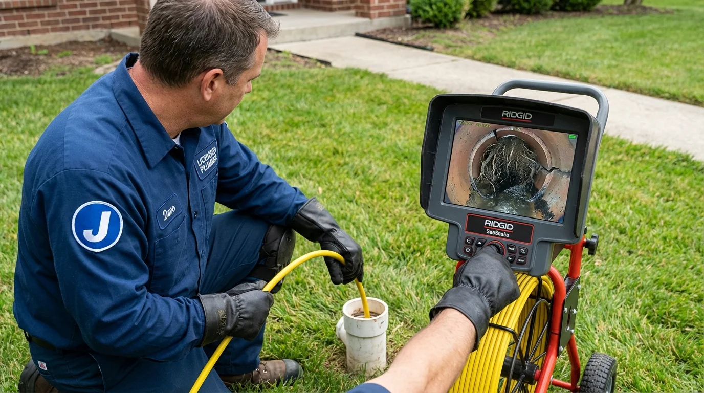 Sewer camera inspection being performed by Johns Plumbing LLC in Clarkesville