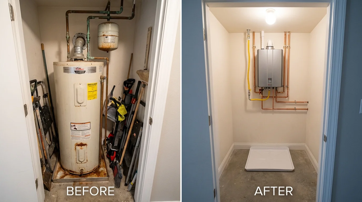 Tank water heater versus wall-mounted tankless unit comparison for Clarkesville, GA homeowners