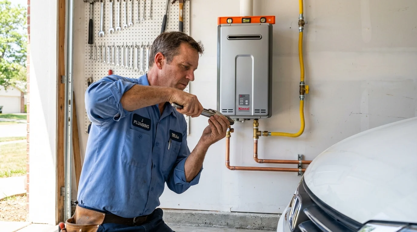 Tankless water heater installation by a Johns Plumbing LLC plumber in Clarkesville
