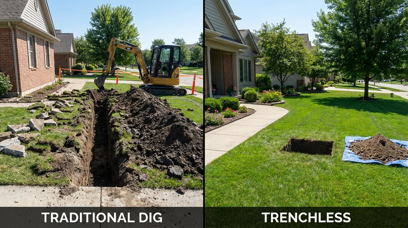 Trenchless sewer repair with minimal yard damage versus traditional excavation in Clarkesville, GA